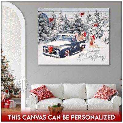 snowy christmas tree canvas