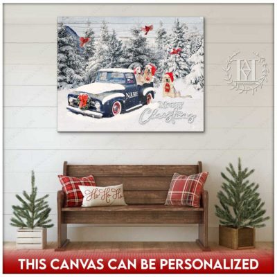 snowy christmas tree canvas