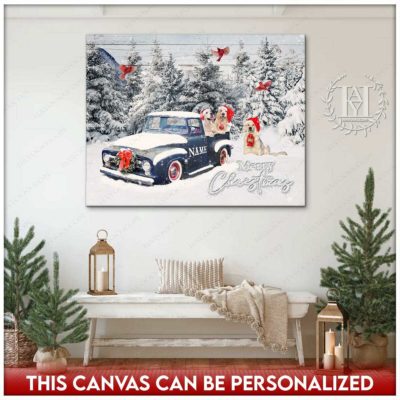 snowy christmas tree canvas