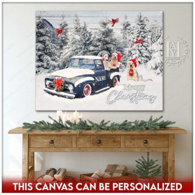 snowy christmas tree canvas