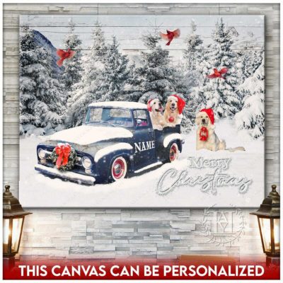 snowy christmas tree canvas