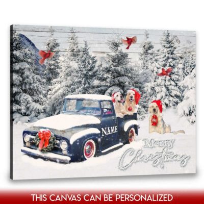 snowy christmas tree canvas