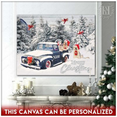 snowy christmas tree canvas