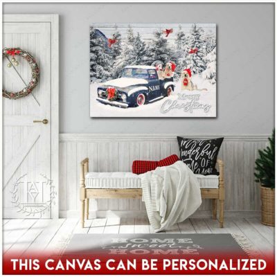 snowy christmas tree canvas