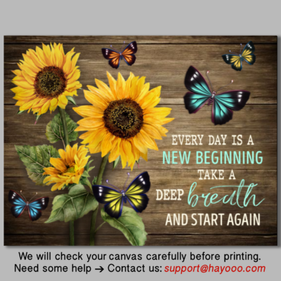 Hayooo Personalized Canvas Beautiful Sunflowers Wall Art And Butterflies