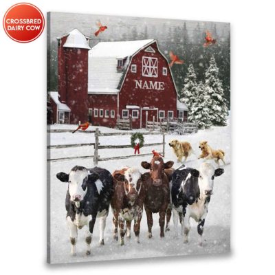 snowy barn canvas