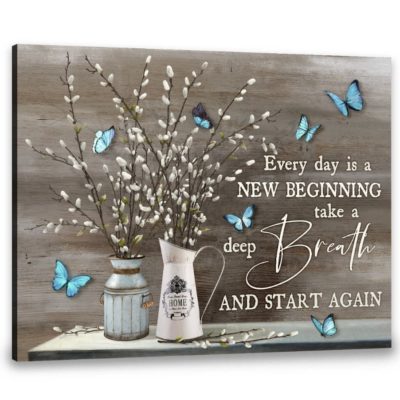 Hayooo Canvas Beautiful Floral And Butterflies Wall Art For Farmhouse Decor