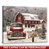 Hayooo Christmas Canvas Gift For Farmers With Snowy Barn And Truck Wall Art For Holiday Decor