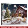 Hayooo Beautiful Christmas Night Canvas With Horse Sleigh And Red Barn Wall Art For Holiday Decor