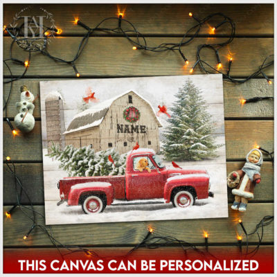 red pickup truck christmas