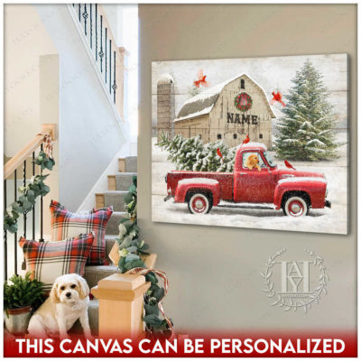 red pickup truck christmas