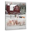 Hayooo Christmas Canvas With Cute Pigs And Running Cats Wall Art For Holiday Decor