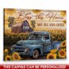 Hayooo Mother's Day Gift for Grandma Sunflowers Barn Wall Art Vintage Pickup Truck