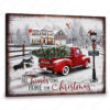 Hayooo Christmas Canvas Gifts For Farmers With White House And Pickup Truck On The Way Back Home