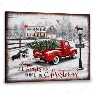 Hayooo Christmas Canvas Gifts For Farmers With White House And Pickup Truck On The Way Back Home