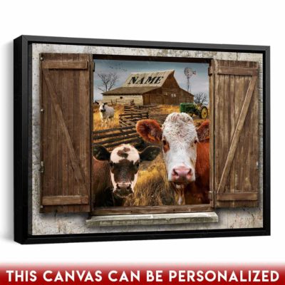 cow canvas faux window