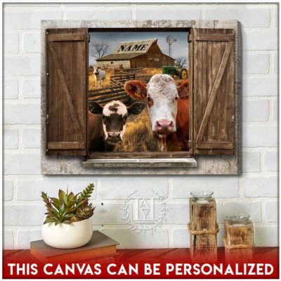 cow canvas faux window