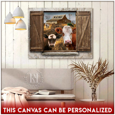 cow canvas faux window