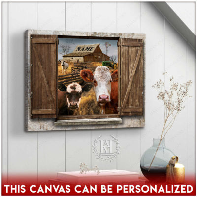 cow canvas faux window