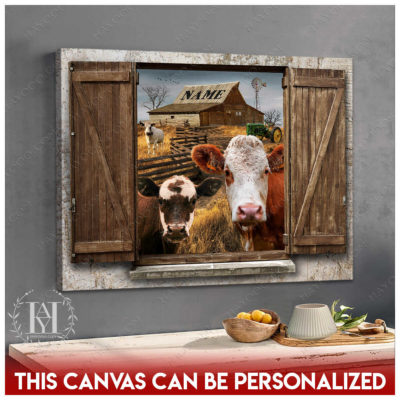 cow canvas faux window