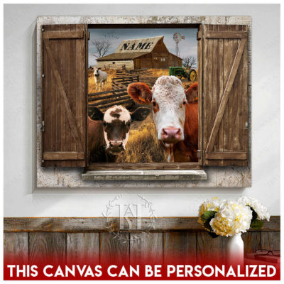 cow canvas faux window
