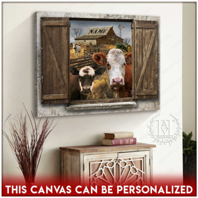 cow canvas faux window