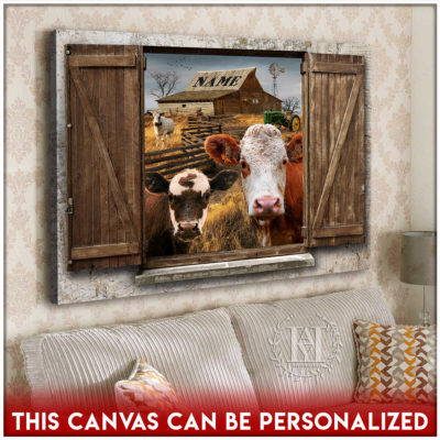 cow canvas faux window