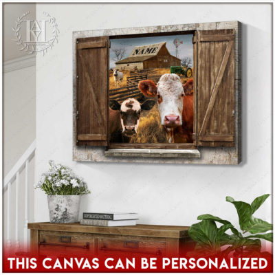 cow canvas faux window