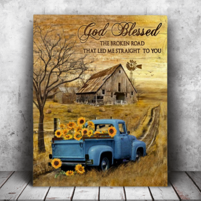 Hayooo Personalized Canvas Gifts For Farmers Best Gift For Wedding Anniversary And Valentine Pickup Truck On Country Road
