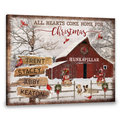 Hayooo Personalized Canvas With Wooden Signs All Hearts Come Home For Christmas
