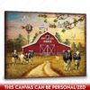 Hayooo Personalized Canvas Beautiful Spring Barn With Cute Cows Wall Art For Farmhouse Decor