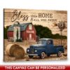 Hayooo Personalized Canvas Gifts For Farmers Red Barn And Rustic Pickup Truck Bless This Home And All Who Enter