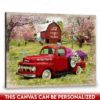 Hayooo Personalized Couple Canvas Gifts For Farmers With Spring Barn And Flower Pickup Truck Wall Art For Valentine Or Anniversary