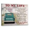 Hayooo Personalized Canvas 5 Year Wedding Anniversary Gifts for Farmers, Couple Canvas Gifts Spring Barn And Pickup Truck Romantic Gift For Your Partner