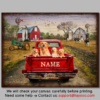 Hayooo Personalized Canvas Father's Day Gifts for Dad, Gifts For Farmer Husband, Anniversary Gifts for Parents, Cute Dogs On The Old Pickup Truck Wall Art For Farm House Decor