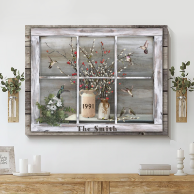 Hayooo Personalized Canvas Mother's Day Gift for Mom and Grandma Kitchen Wall Art Decor, Vintage Faux Window For Farmhouse Decor