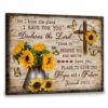 Hayooo Canvas With Sunflowers In Watering Can And Cross God Wall Art