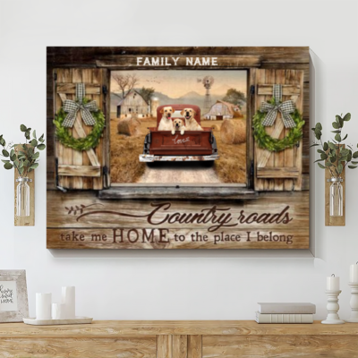 Hayooo Personalized Canvas Gifts For Farmers Pickup Truck And Dogs Take Me Home Country Road
