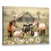 Hayooo Mother's Day Gifts for Grandma Gifts for Farmers Personalized Country Living Canvas Dandelion Wall Art Barn And Farm Animals