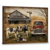 Hayooo Personalized Country Canvas Gifts For Farmers With Dairy Cows Pickup Truck And Barn Wall Art For Farmhouse Lover