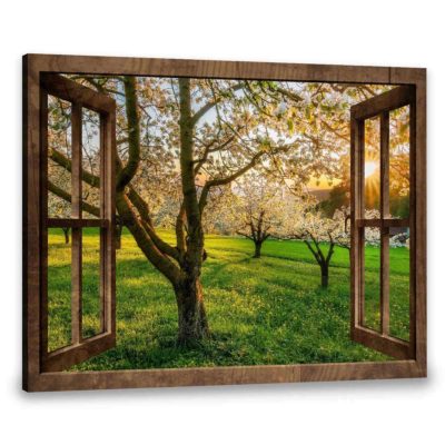 Hayooo Printable Canvas Large Wall Art For Office And Home Faux Window Spring Decor