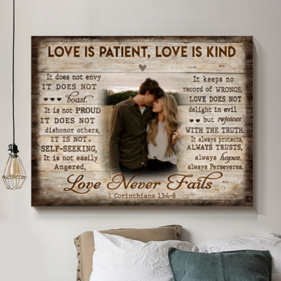 Hayooo Canvas Unique Wedding Gifts Love Is Patient Custom Wall Art Above Bed Decor