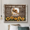 Hayooo Canvas Personalized Photo Gifts With Sunflower Custom Wall Art Above Bed Decor