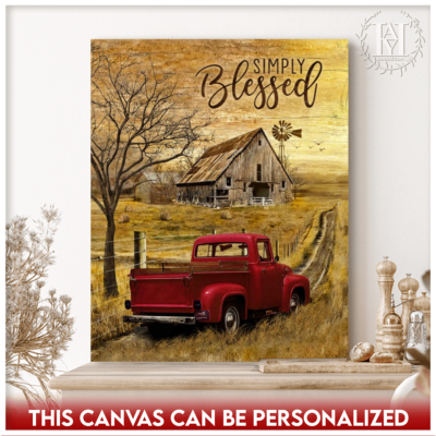 Hayooo Custom Farm Sign Canvas Mother's Day Gifts for Grandma Gifts For Farmers Wedding Gifts Or Anniversary Gifts By Year Sunflowers Red Truck