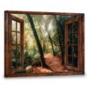 Hayooo Gorgeous Forest Scene Through Faux Window Large Wall Art Canvas For Home And Office Decor