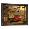 Hayooo Old Farm Canvas Gifts For Farmers Wall Art For Country Home Decor Red Truck Window Painting