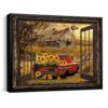 Hayooo Old Farm Canvas Gifts For Farmers Wall Art For Country Home Decor Sunflowers Red Truck Window Painting