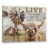 Hayooo Highland Cow Wall Art Best Gifts for Farmers Rustic Barn and Windmill
